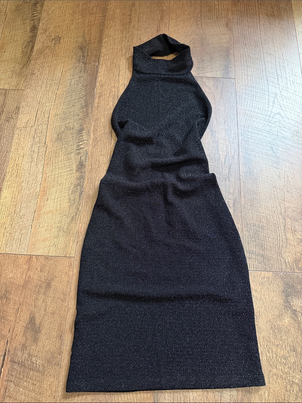 Black Sparkle Halter Neck Women's Top